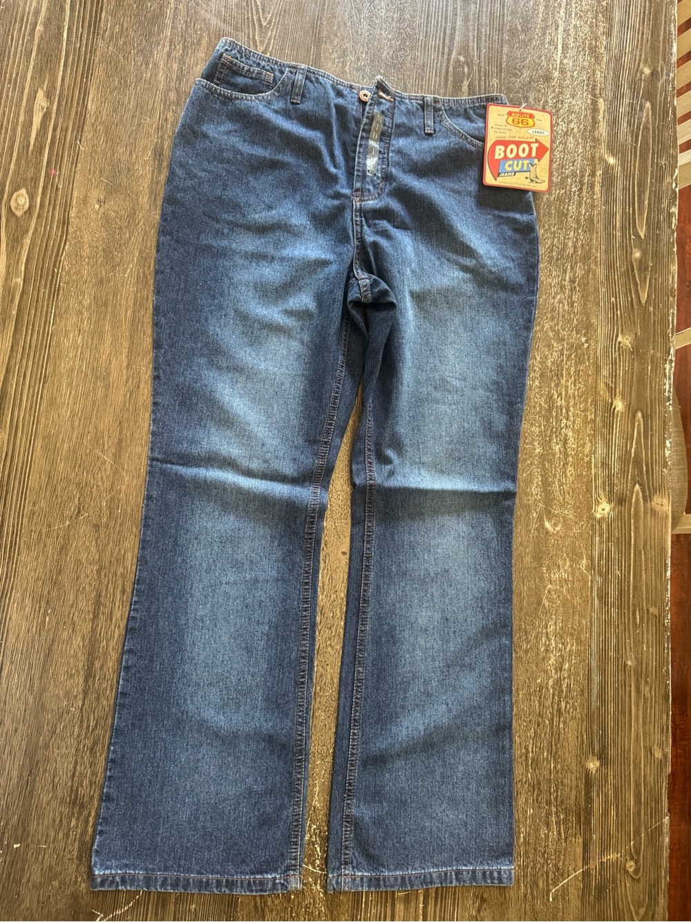 NWT Vintage Y2K Route 66 Women's Boot Cut Jeans W 31.5 High Rise Button Fly